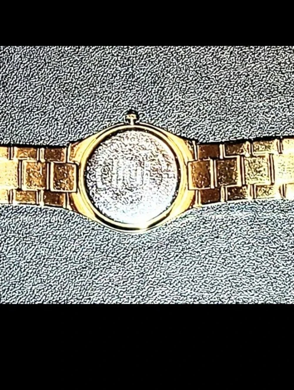 Elgin Gold-Tone Women's Dress Watch with Black Dial